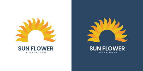 Modern abstract sunflower logo design template illustration