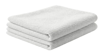 Stack of folded white terry cloth bath towels