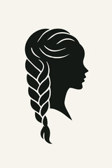 Beauty illustration of woman silhouette with complex braid design