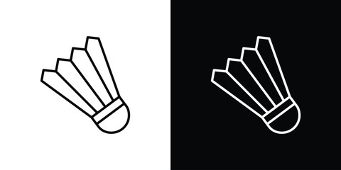 Shuttlecock icons set with editable black and white stroke line style for ui designs