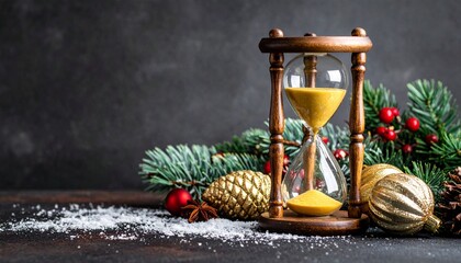 Christmas-Decorated Hourglass Symbolizing Limited Time Holiday Offers