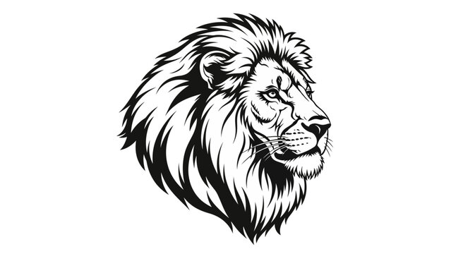 Powerful lion head illustration, majestic mane, regal and strong, perfect for branding and design projects