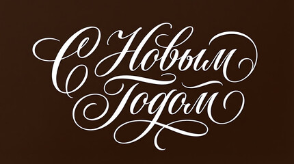 Russian Calligraphy. Text Happy New Year