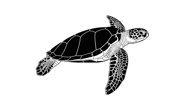 Elegant sea turtle illustration, a stunning marine animal artwork perfect for conservation projects and ocean themed designs