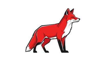 Striking red fox standing alert, a modern stylized design ideal for logos and branding projects, wildlife appeal