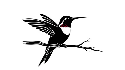 Elegant hummingbird perched on branch, wings spread, a symbol of nature's beauty and resilience