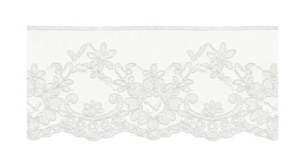 White floral lace embroidery trim texture detail