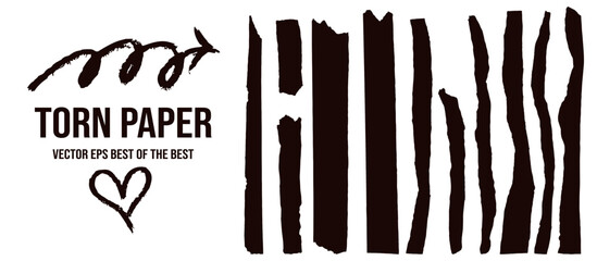 Set rough jagged paper edge with torn stripes