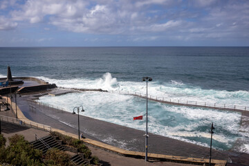 Lighthouse and waves, Bajamar, Tenerife, Spain