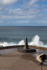 Lighthouse and waves, Bajamar, Tenerife, Spain