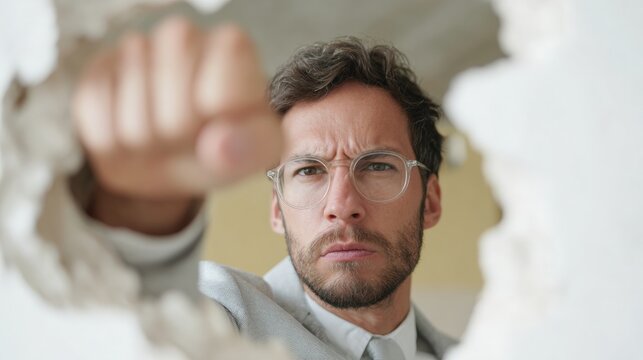 Man with a beard and glasses, wearing a suit and tie. he is looking directly at the camera with a serious expression on his face.