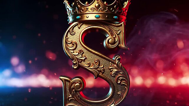 Elegant letter S with golden crown symbol of sophistication and royalty