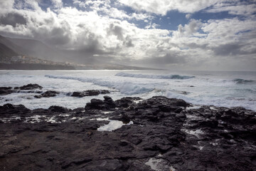 Rocky coast and Atlantic ocean, Tenerife, Spain
