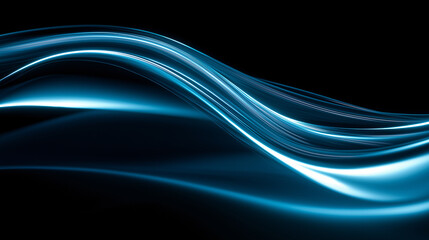 Obraz premium Glowing blue fluid wave abstract background, liquid light painting effect, smooth flowing lines, futuristic energy, dynamic motion, digital art, modern design