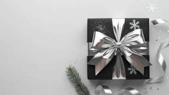christmas gift box with snowflakes