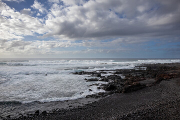 Rocky coast and Atlantic ocean, Tenerife, Spain