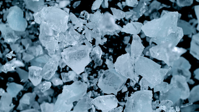 Super Slow Motion of Exploding Ice Shards , Close-up
