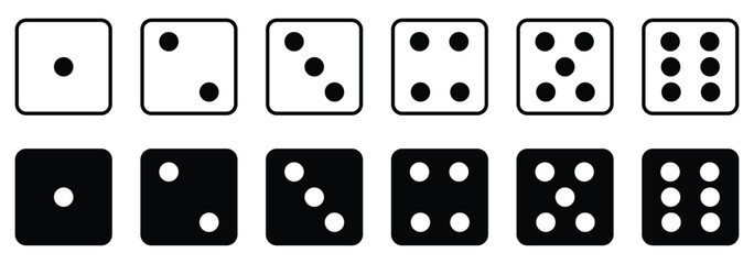 Set of six sides of a dice icon. Game dice icons set isolated vector illustration, Set of game dice icon. Vector illustration.