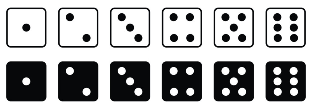 Set of six sides of a dice icon. Game dice icons set isolated vector illustration, Set of game dice icon. Vector illustration.