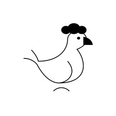 A simple line drawing of a chicken with a distinctive head of feathers sitting over a nest line