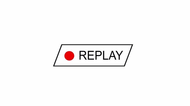 Replay sign icon, replay text animation on a white background. Replay Animation.