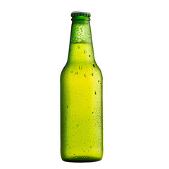 Wet Green Beer Bottle PNG – Cold Beverage Bottle with Water Droplets on Transparent Background