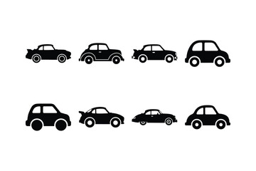 Toy Car Solid Black Silhouette Vector Set