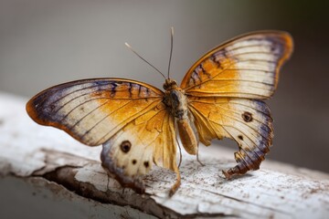 Naklejka premium Close up of a damaged orange and blue butterfly