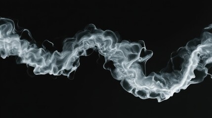 Fototapeta premium An artistic representation of white smoke flowing smoothly against a black background, creating a serene and captivating visual effect.