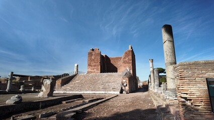 Ostia Antica, Rome - November 30, 2025, Capitolium, the main temple of the Roman colony, was probably dedicated to the Capitoline Triad, Jupiter, Juno and Minerva. © Stefano