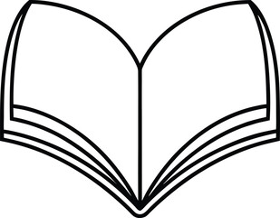 Simple outline icon of an open book for education isolated on transparent background