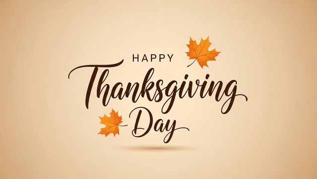 Festive Thanksgiving Day calligraphy design with autumn leaves celebration theme - Powered by Adobe