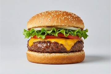 Juicy Double Cheeseburger with Lettuce and Melted Cheese