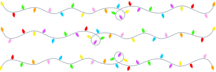 Christmas Fairy Lights Border Illustration &ndash; Festive Decorative String Lights for Holiday Design