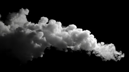 A dramatic image of white clouds billowing against a dark background, showcasing texture and form in a striking monochrome style.