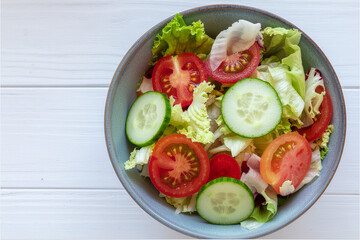 fresh salad with tomatoes and cucumbers