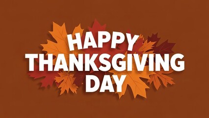Happy Thanksgiving Day greeting with autumn leaves and festive design