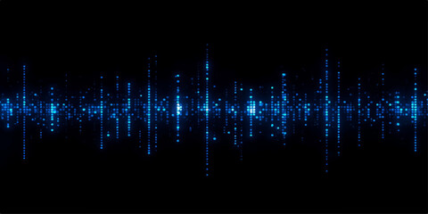 Fototapeta premium Abstract sound wave illustration: a digital graph of audio frequency lines on a blue background using vector technology for design