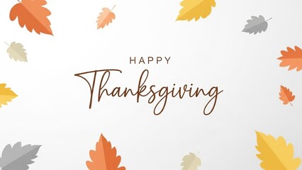Happy Thanksgiving greeting card with colorful autumn leaves decoration background