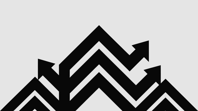 Abstract black arrows pointing upwards on a white background creating a dynamic and modern design effect