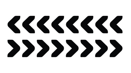 A pattern of two rows of black arrows pointing in opposite directions on a white background design art