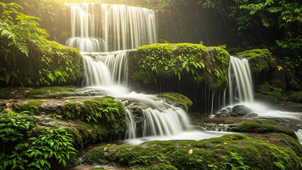 Naklejka premium Benang Kelambu waterfall with thin