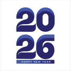 2026 Happy New Year Blue Gradient Typography Design