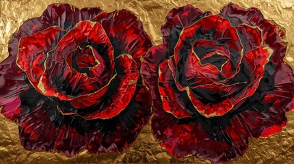 Opulent Roses &bull; Rich Texture, Gold & Silver Details