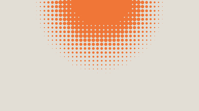 Orange halftone pattern fading into a light background in a semi circular gradient design style