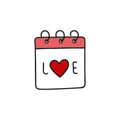 vector clip art love calendar on white background for web and graphic design
