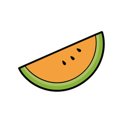 vector clip art melon slice with black outline on white background for web and graphic design