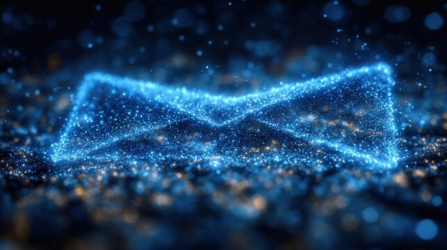 A dynamic digital abstract featuring a vibrant blue pattern with a glowing central motif. The design evokes cosmic elements and is set on a dark background, creating a striking visual.