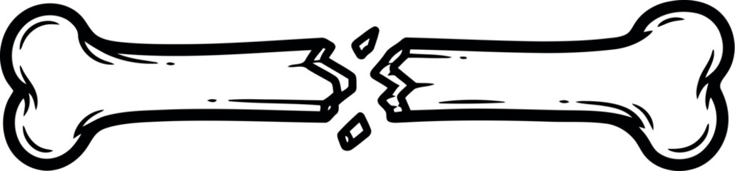 Illustration of a broken bone with jagged edges in a simple sketch style