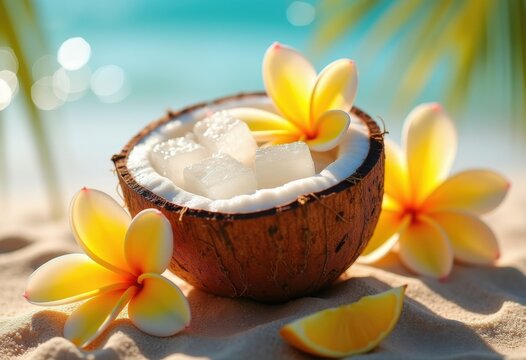 Tropical Coconut Island Delight Exotic Fruit Paradise Refreshing Natural Essence Beverage